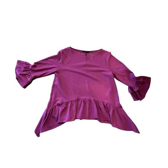 NWT Gibson burgundy top/Blouse ruffle bottom - Picture 5 of 6